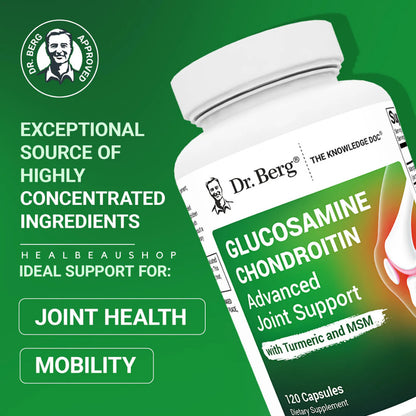 Dr. Berg Glucosamine Chondroitin MSM, Turmeric & Boswellia – 120 Capsules | Advanced Joint & Mobility Support | Original USA Product