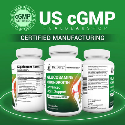 Dr. Berg Glucosamine Chondroitin MSM, Turmeric & Boswellia – 120 Capsules | Advanced Joint & Mobility Support | Original USA Product