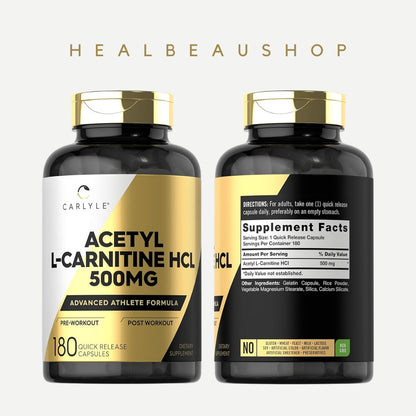 Carlyle Acetyl L-Carnitine HCl (ALCAR) 1000mg – Energy, Metabolism & Cognitive Support | Original USA Product