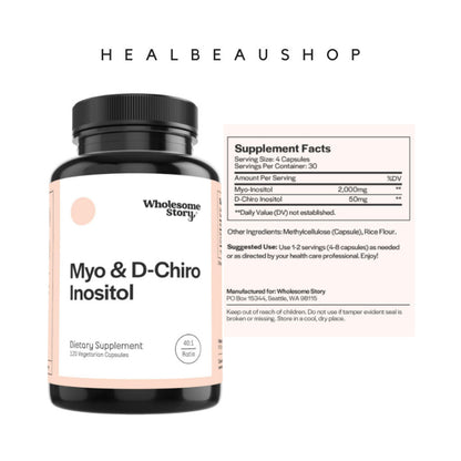 Wholesome Story Myo-Inositol & D-Chiro Inositol 40:1 with MTHF Folate & Vitamin D3 – Hormone, Ovarian & Reproductive Health Support | Original USA Product