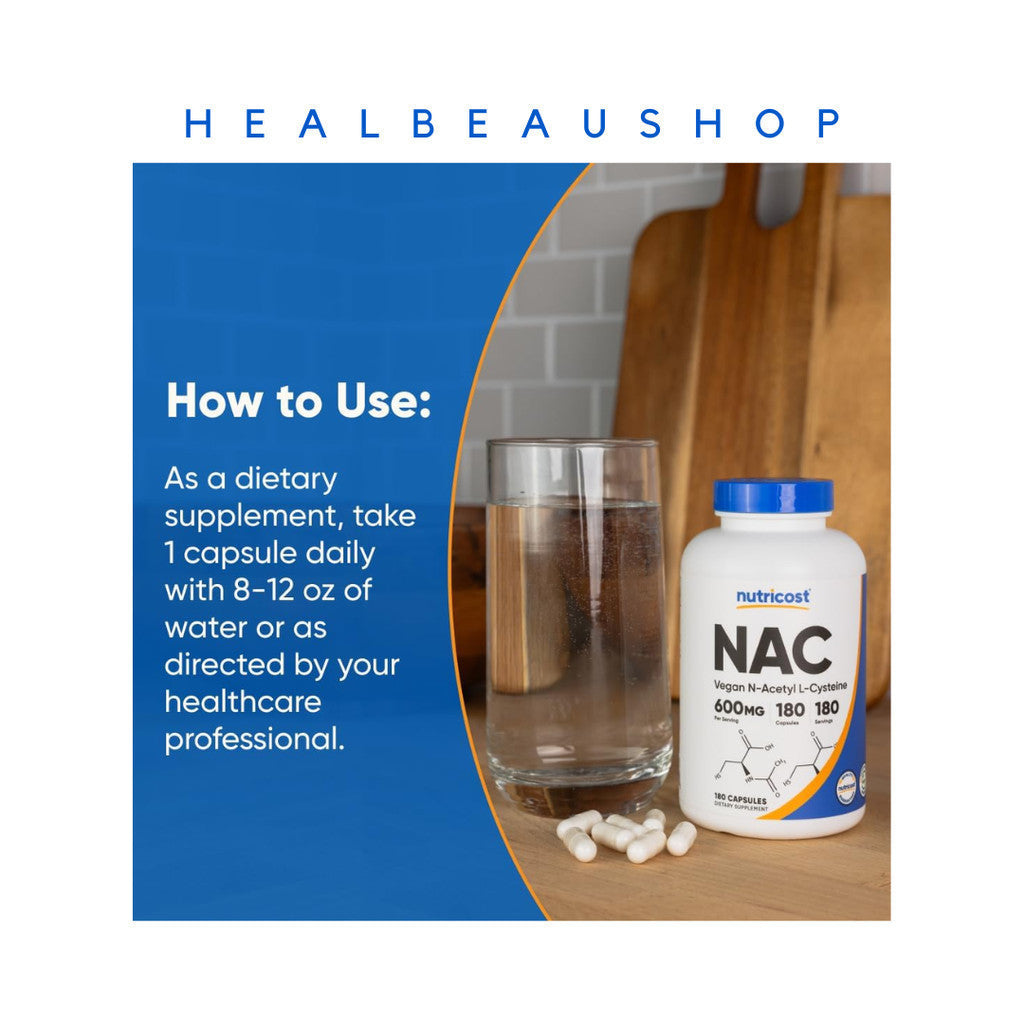 Nutricost NAC (N-Acetyl L-Cysteine) 600mg – Vegan Formula | Antioxidant, Liver & Cellular Health Support | Original USA Product