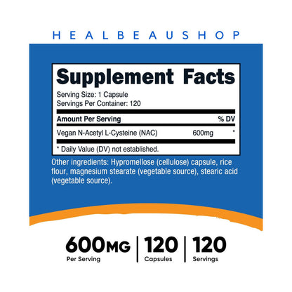 Nutricost NAC (N-Acetyl L-Cysteine) 600mg – Vegan Formula | Antioxidant, Liver & Cellular Health Support | Original USA Product
