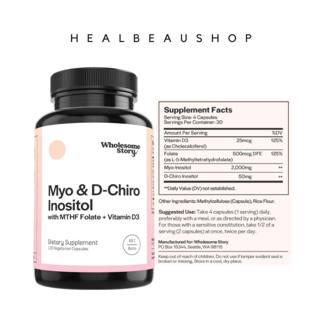 Wholesome Story Myo-Inositol & D-Chiro Inositol 40:1 with MTHF Folate & Vitamin D3 – Hormone, Ovarian & Reproductive Health Support | Original USA Product