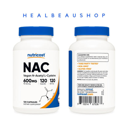 Nutricost NAC (N-Acetyl L-Cysteine) 600mg – Vegan Formula | Antioxidant, Liver & Cellular Health Support | Original USA Product