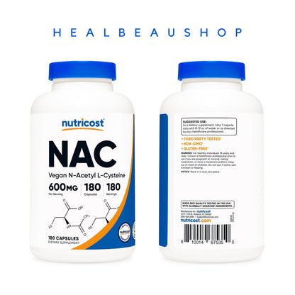 Nutricost NAC (N-Acetyl L-Cysteine) 600mg – Vegan Formula | Antioxidant, Liver & Cellular Health Support | Original USA Product