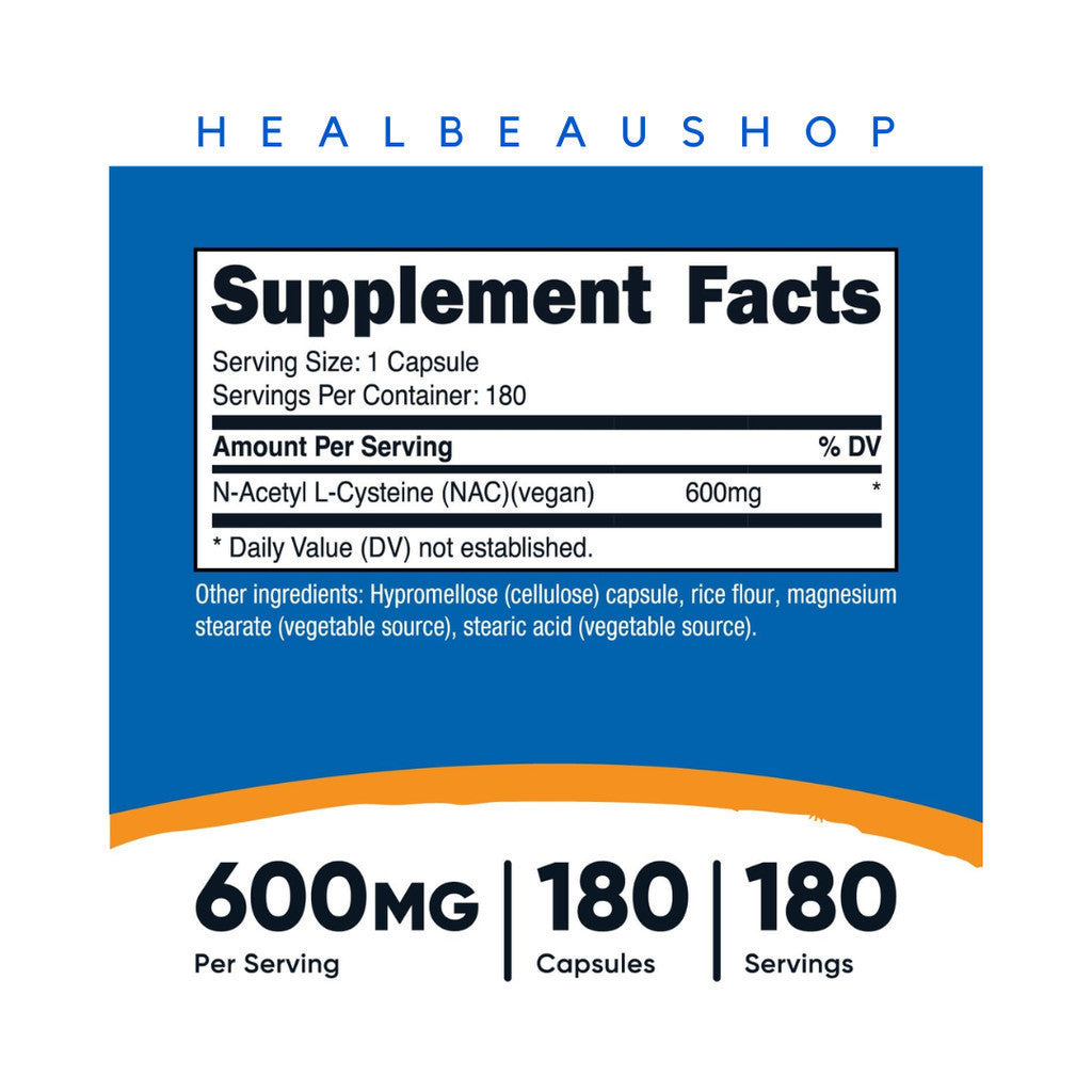 Nutricost NAC (N-Acetyl L-Cysteine) 600mg – Vegan Formula | Antioxidant, Liver & Cellular Health Support | Original USA Product