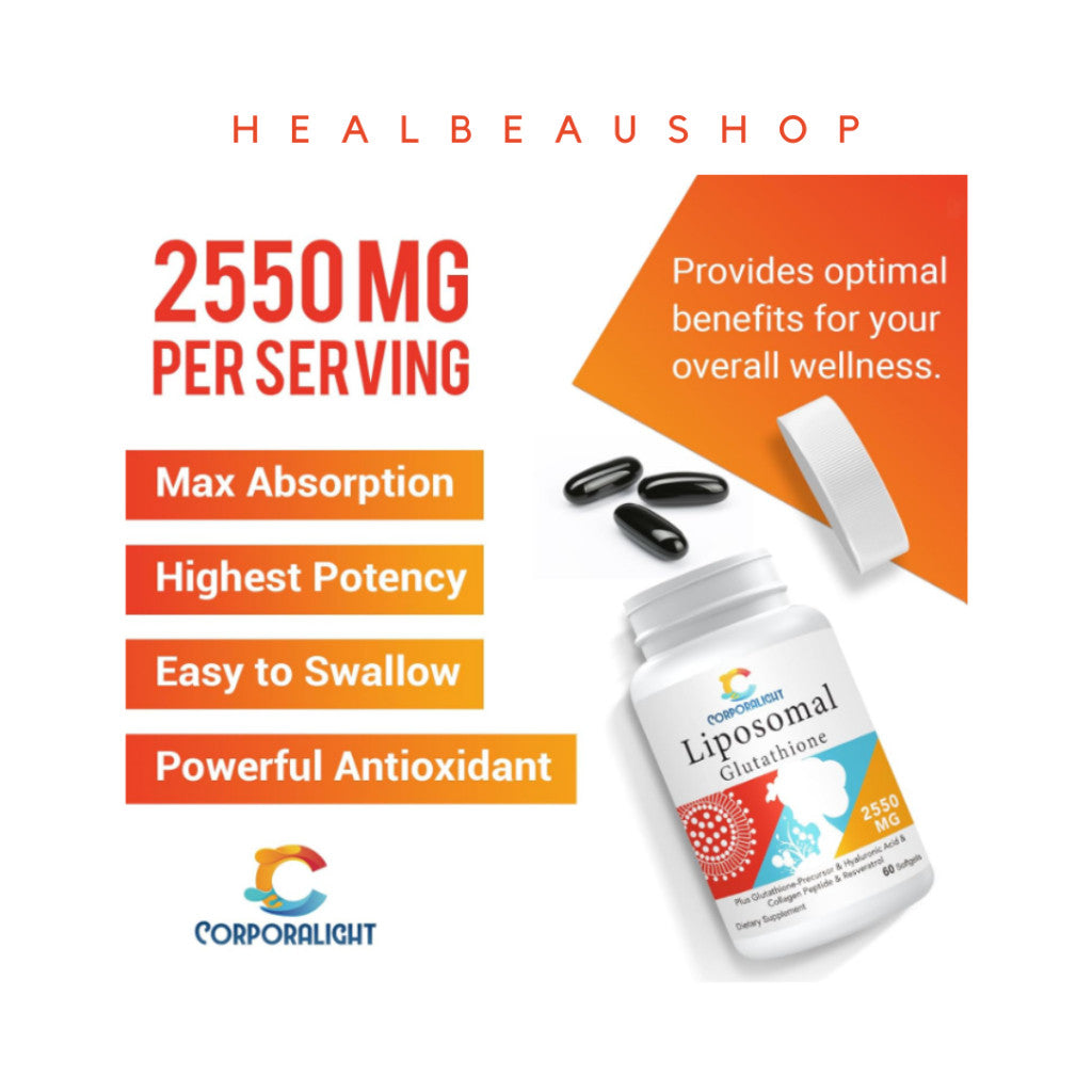 Liposomal Glutathione 2550mg with Hyaluronic Acid, Resveratrol & Collagen Peptides | Antioxidant & Healthy Aging Support | Original USA Product