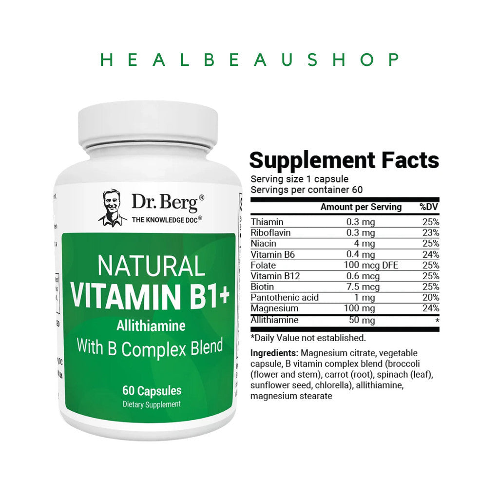 Dr. Berg Natural Vitamin B1+ (Allithiamine) – Advanced B-Complex & Magnesium Support