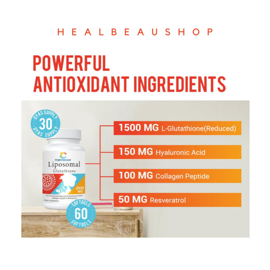 Liposomal Glutathione 2550mg with Hyaluronic Acid, Resveratrol & Collagen Peptides | Antioxidant & Healthy Aging Support | Original USA Product