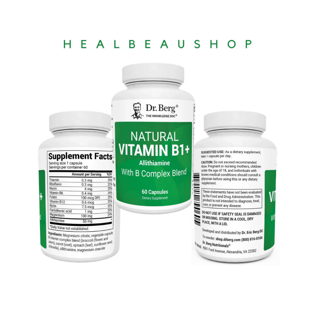 Dr. Berg Natural Vitamin B1+ (Allithiamine) – Advanced B-Complex & Magnesium Support
