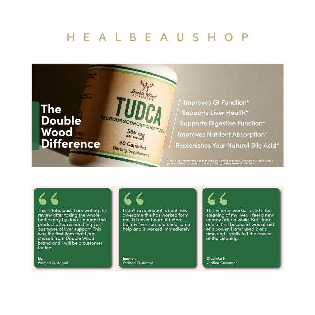 Double Wood TUDCA 500mg – 60 Capsules | Liver, Gallbladder & Digestive Health Support | Original USA Product