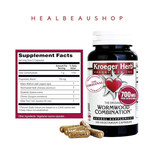 Kroeger Herb Wormwood, Black Walnut & Red Clover – 100 Capsules | Herbal Digestive & Colon Cleanse Support | Made in USA