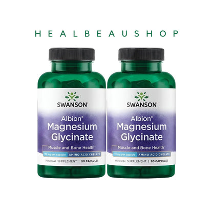 Swanson Albion® Magnesium Glycinate 133mg – 90 Capsules | Nerve, Muscle, Bone & Heart Support | Original USA Product