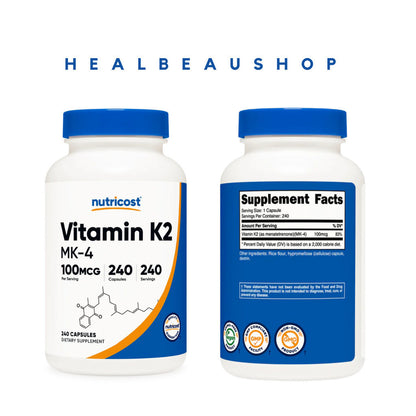 Nutricost Vitamin K2 (MK-7) 100mcg + Vitamin D3 5000 IU – 120 & 240 Softgels | Bone, Heart & Immune Support