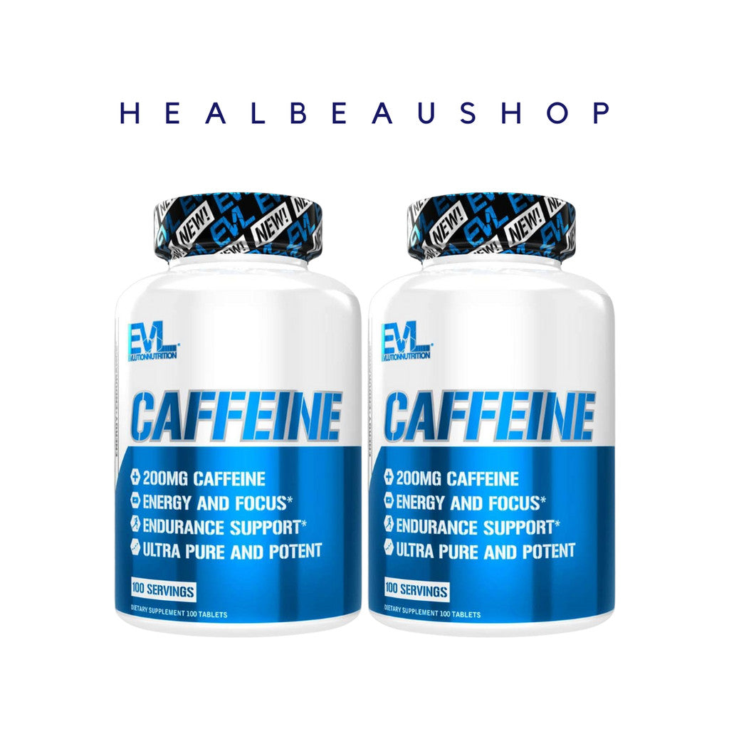 EVL Nutrition Caffeine 200mg – 100 Tablets | Energy, Focus & Performance Support | Original USA Product