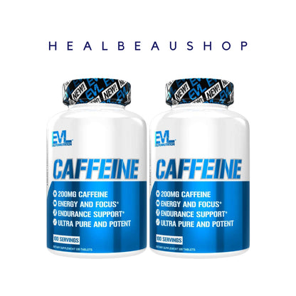 EVL Nutrition Caffeine 200mg – 100 Tablets | Energy, Focus & Performance Support | Original USA Product