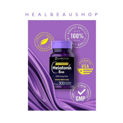 Carlyle Melatonin 5mg Berry – 300 Fast-Dissolve Tablets | Sleep & Relaxation Support | Original USA Product
