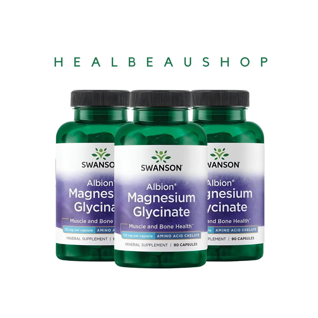 Swanson Albion® Magnesium Glycinate 133mg – 90 Capsules | Nerve, Muscle, Bone & Heart Support | Original USA Product