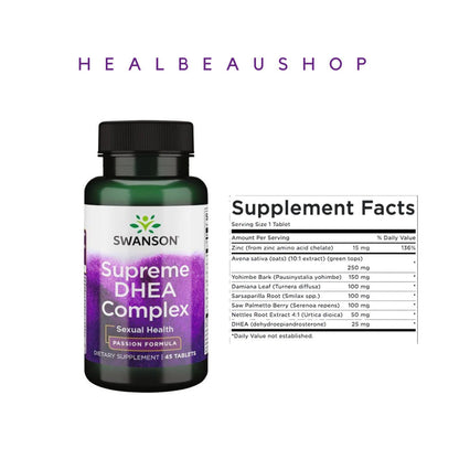 Swanson Supreme DHEA Complex – 45 Tablets | Hormonal Balance, Vitality & Sexual Wellness Support
