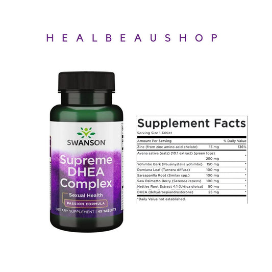 Swanson Supreme DHEA Complex – 45 Tablets | Hormonal Balance, Vitality & Sexual Wellness Support