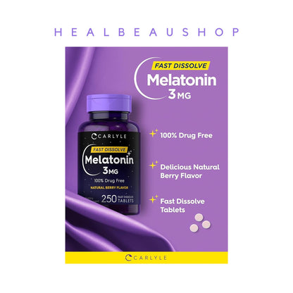 Carlyle Melatonin 3mg – 250 Fast-Dissolve Tablets | Sleep & Relaxation Support | Original USA Product