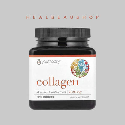 Youtheory Collagen 6000mg – Hair, Skin & Nails Support | 160 Tablets | Original USA Product