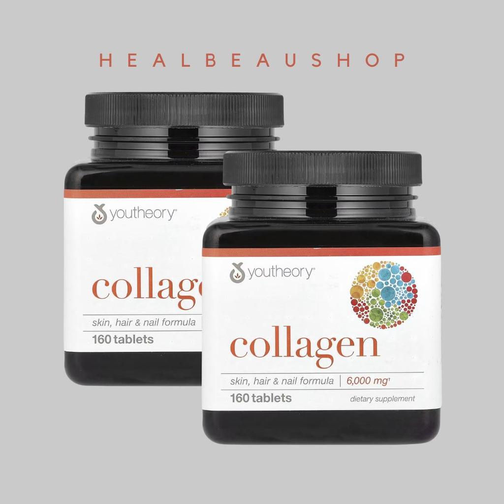 Youtheory Collagen 6000mg – Hair, Skin & Nails Support | 160 Tablets | Original USA Product