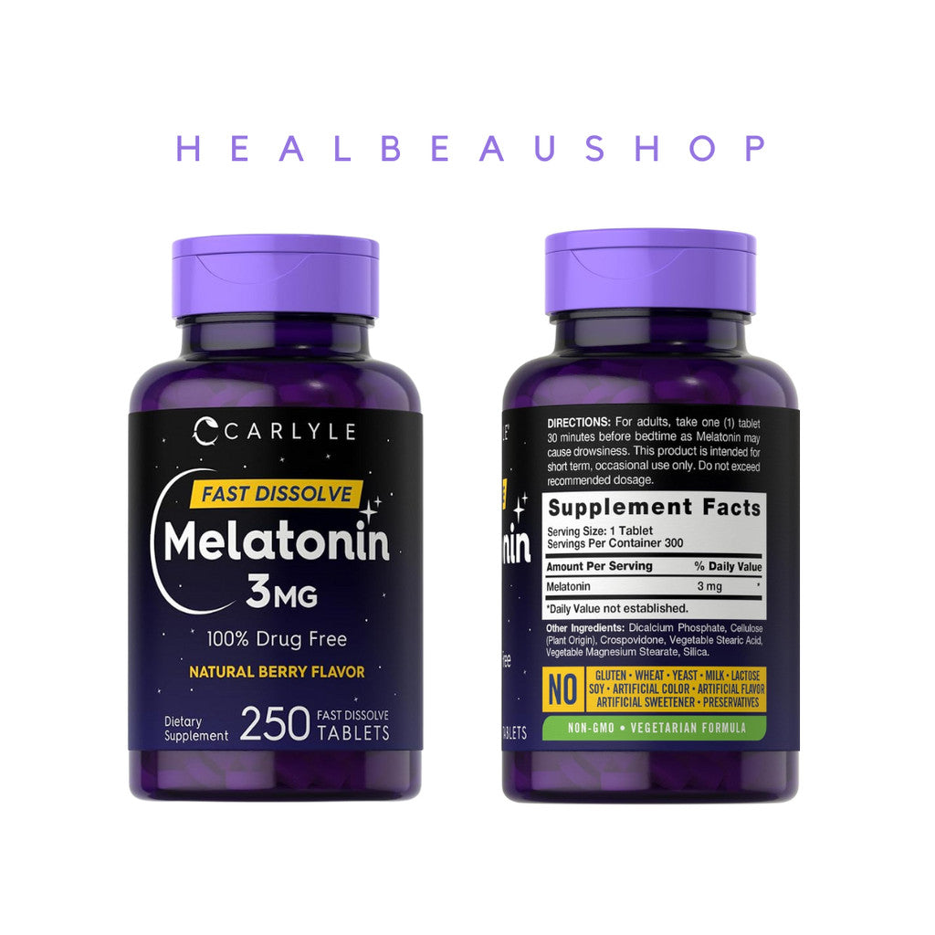 Carlyle Melatonin 3mg – 250 Fast-Dissolve Tablets | Sleep & Relaxation Support | Original USA Product