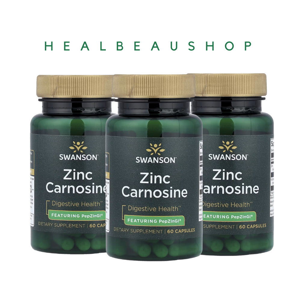 Swanson Zinc Carnosine (PepZin GI®) 60mg – Stomach & Digestive Support | 60 Capsules | Original USA Product
