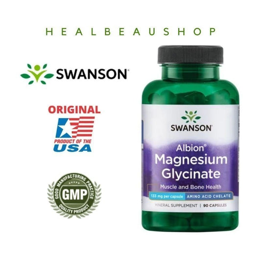Swanson Albion® Magnesium Glycinate 133mg – 90 Capsules | Nerve, Muscle, Bone & Heart Support | Original USA Product
