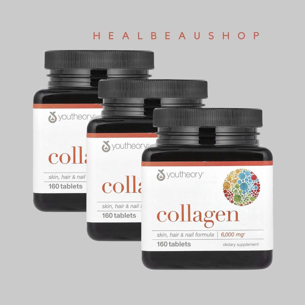 Youtheory Collagen 6000mg – Hair, Skin & Nails Support | 160 Tablets | Original USA Product
