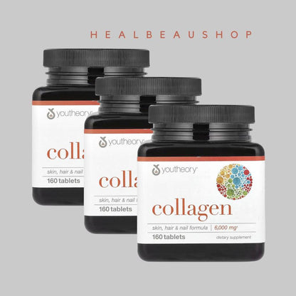 Youtheory Collagen 6000mg – Hair, Skin & Nails Support | 160 Tablets | Original USA Product