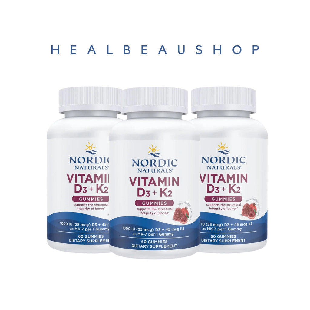 Nordic Naturals Kids Vitamin D3 + K2 Gummies – 1000 IU D3 & 45 mcg K2 | Bone & Growth Support | 60 Gummies | Original USA Product