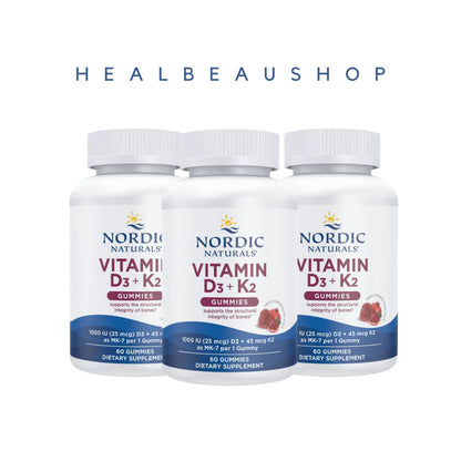 Nordic Naturals Kids Vitamin D3 + K2 Gummies – 1000 IU D3 & 45 mcg K2 | Bone & Growth Support | 60 Gummies | Original USA Product