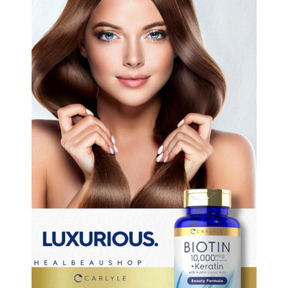 Carlyle Biotin 5,000mcg / 10,000mcg + Keratin & Alpha Lipoic Acid – 150 Capsules | Hair, Skin & Nail Support | Original USA Product