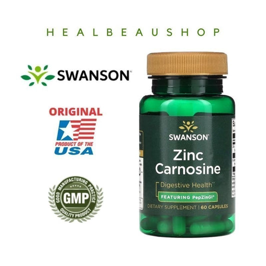 Swanson Zinc Carnosine (PepZin GI®) 60mg – Stomach & Digestive Support | 60 Capsules | Original USA Product