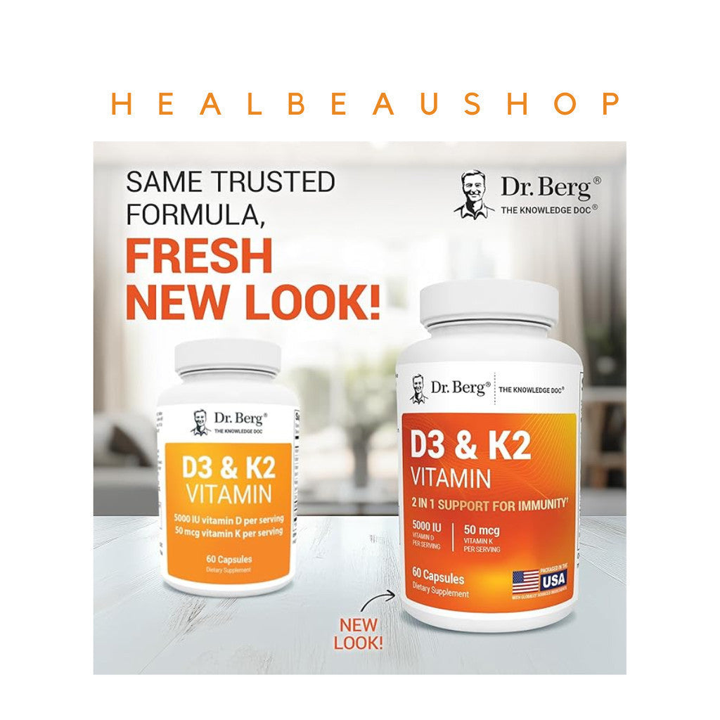 Dr. Berg Vitamin D3 + K2 – 5000 IU / 10000 IU | Magnesium, Zinc, B6, MCT & Ox Bile | Bone, Immune & Cardiovascular Support | Original USA Product
