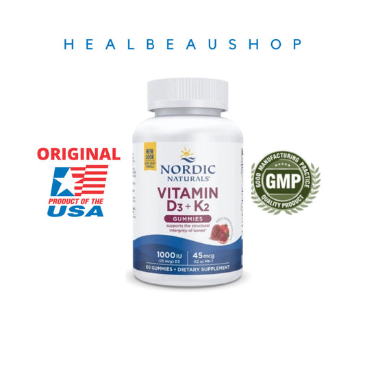 Nordic Naturals Kids Vitamin D3 + K2 Gummies – 1000 IU D3 & 45 mcg K2 | Bone & Growth Support | 60 Gummies | Original USA Product