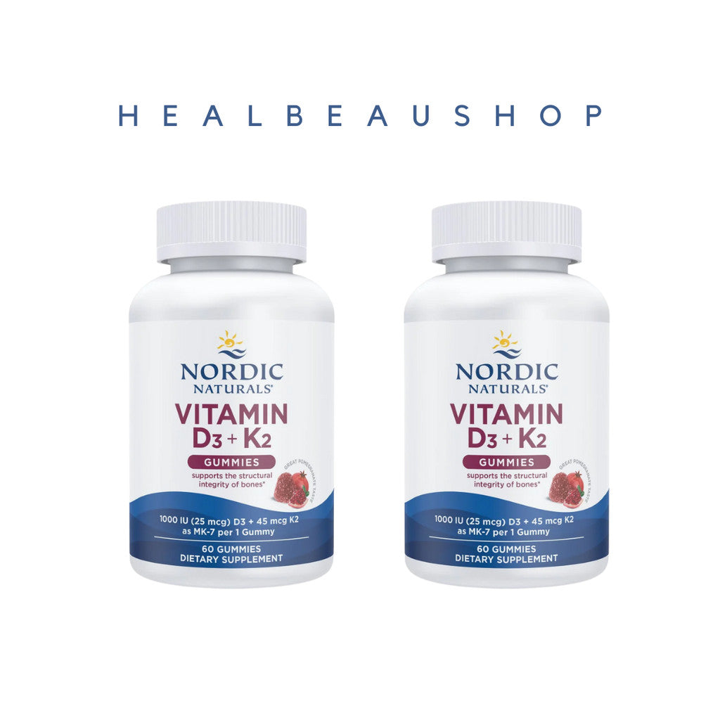 Nordic Naturals Kids Vitamin D3 + K2 Gummies – 1000 IU D3 & 45 mcg K2 | Bone & Growth Support | 60 Gummies | Original USA Product