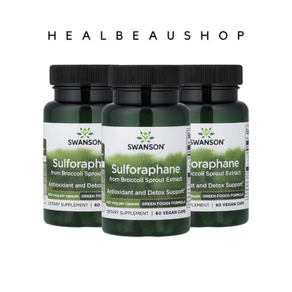 Swanson Sulforaphane from Broccoli Sprout Extract 400mcg – 60 Capsules | Antioxidant, Detox & Cellular Health Support | Original USA Produc