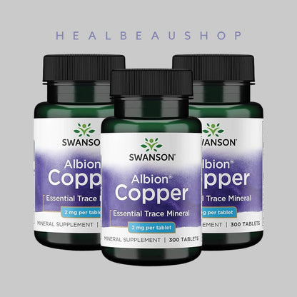 Swanson Albion® Copper 2mg – 300 Tablets | Essential Trace Mineral Support | Original USA Product