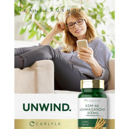 Carlyle Ashwagandha 600mg + Melatonin 5mg – Sleep, Stress & Relaxation Support | Original USA Product