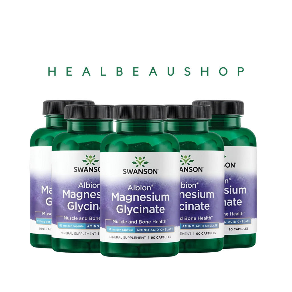 Swanson Albion® Magnesium Glycinate 133mg – 90 Capsules | Nerve, Muscle, Bone & Heart Support | Original USA Product