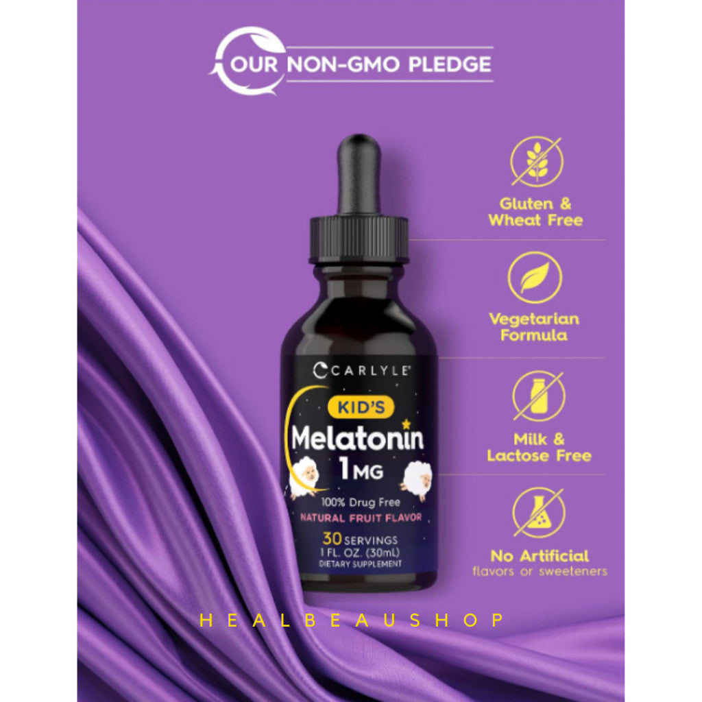 Carlyle Kids Liquid Melatonin 1mg – Berry Flavor | Children's Sleep Support | Original USA Product