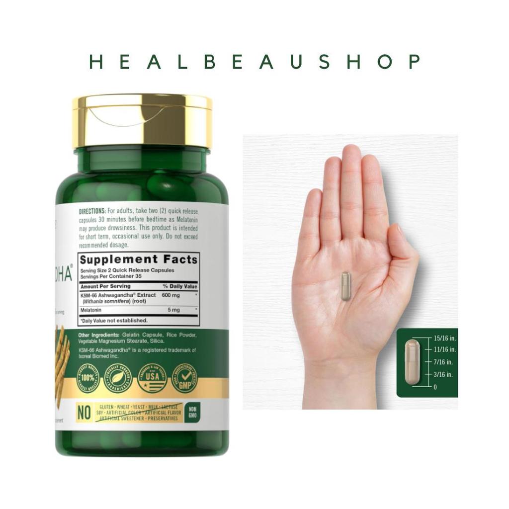 Carlyle Ashwagandha 600mg + Melatonin 5mg – Sleep, Stress & Relaxation Support | Original USA Product