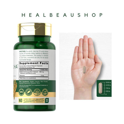 Carlyle Ashwagandha 600mg + Melatonin 5mg – Sleep, Stress & Relaxation Support | Original USA Product