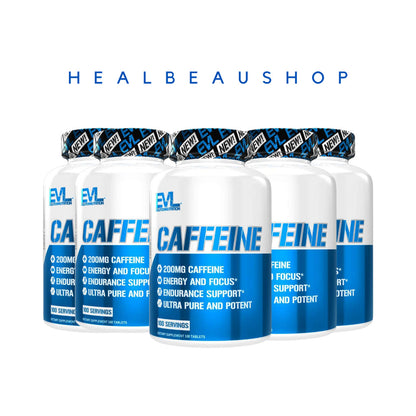 EVL Nutrition Caffeine 200mg – 100 Tablets | Energy, Focus & Performance Support | Original USA Product