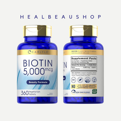 Carlyle Biotin 5,000mcg / 10,000mcg + Keratin & Alpha Lipoic Acid – 150 Capsules | Hair, Skin & Nail Support | Original USA Product