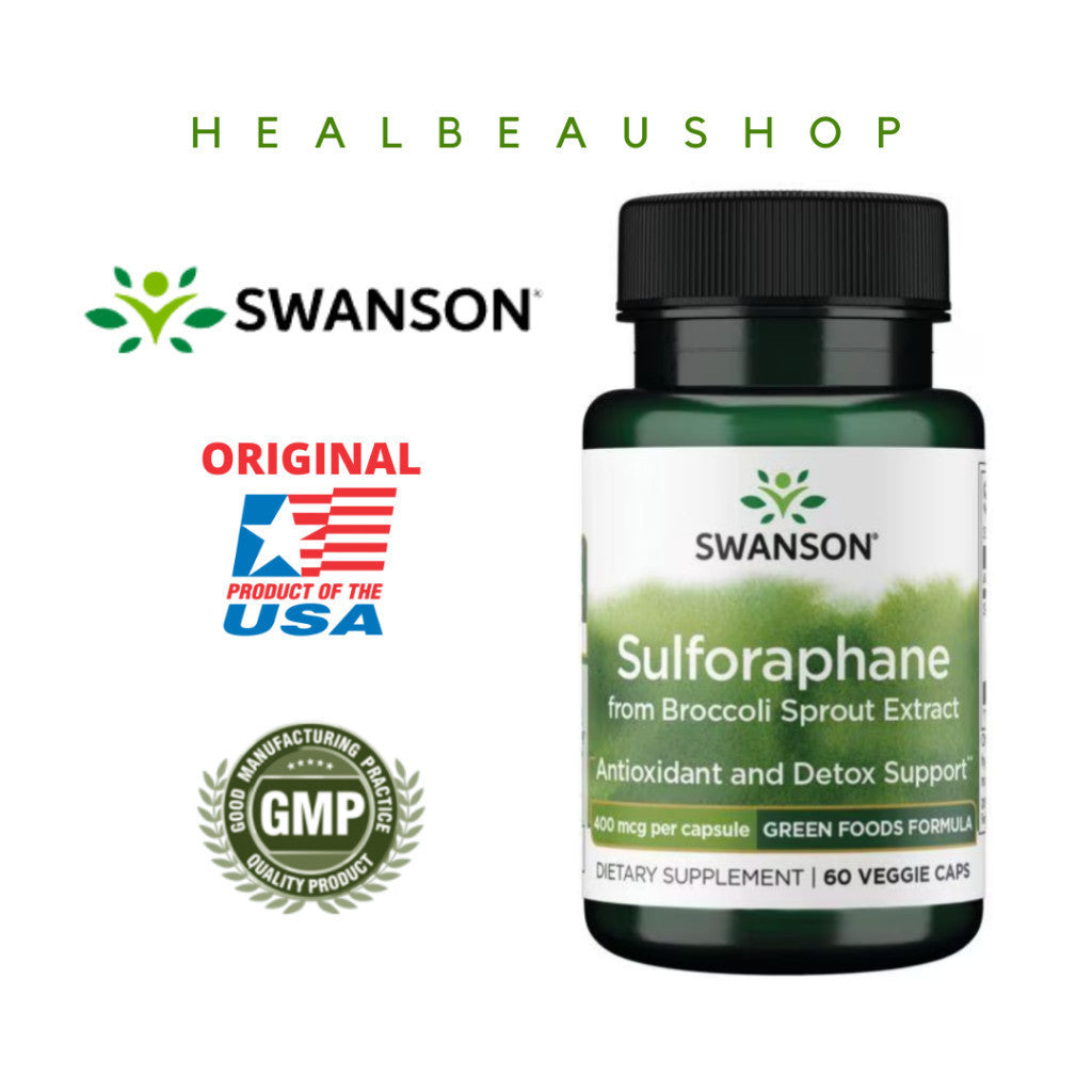 Swanson Sulforaphane from Broccoli Sprout Extract 400mcg – 60 Capsules | Antioxidant, Detox & Cellular Health Support | Original USA Produc