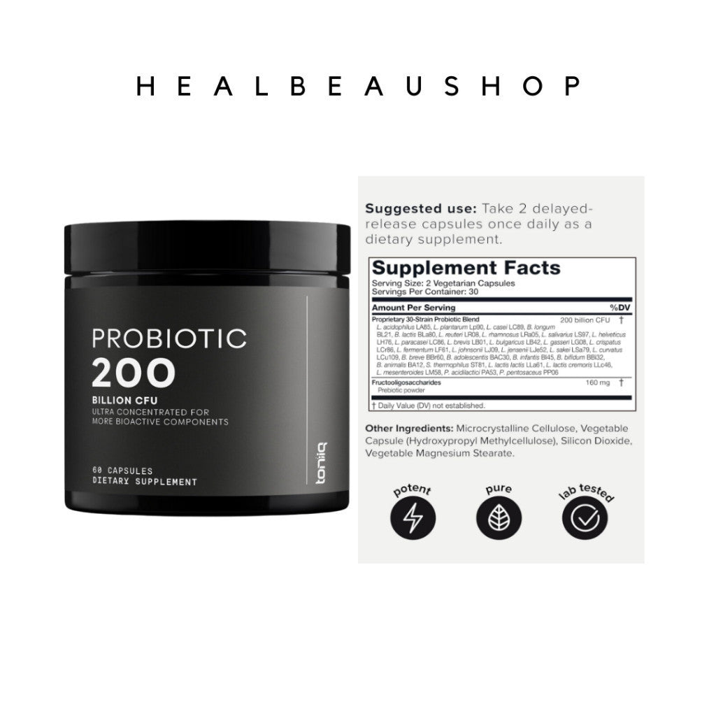 Toniiq Probiotic 200 Billion CFU – 30 Clinically Studied Strains | Advanced Digestive & Gut Health Support